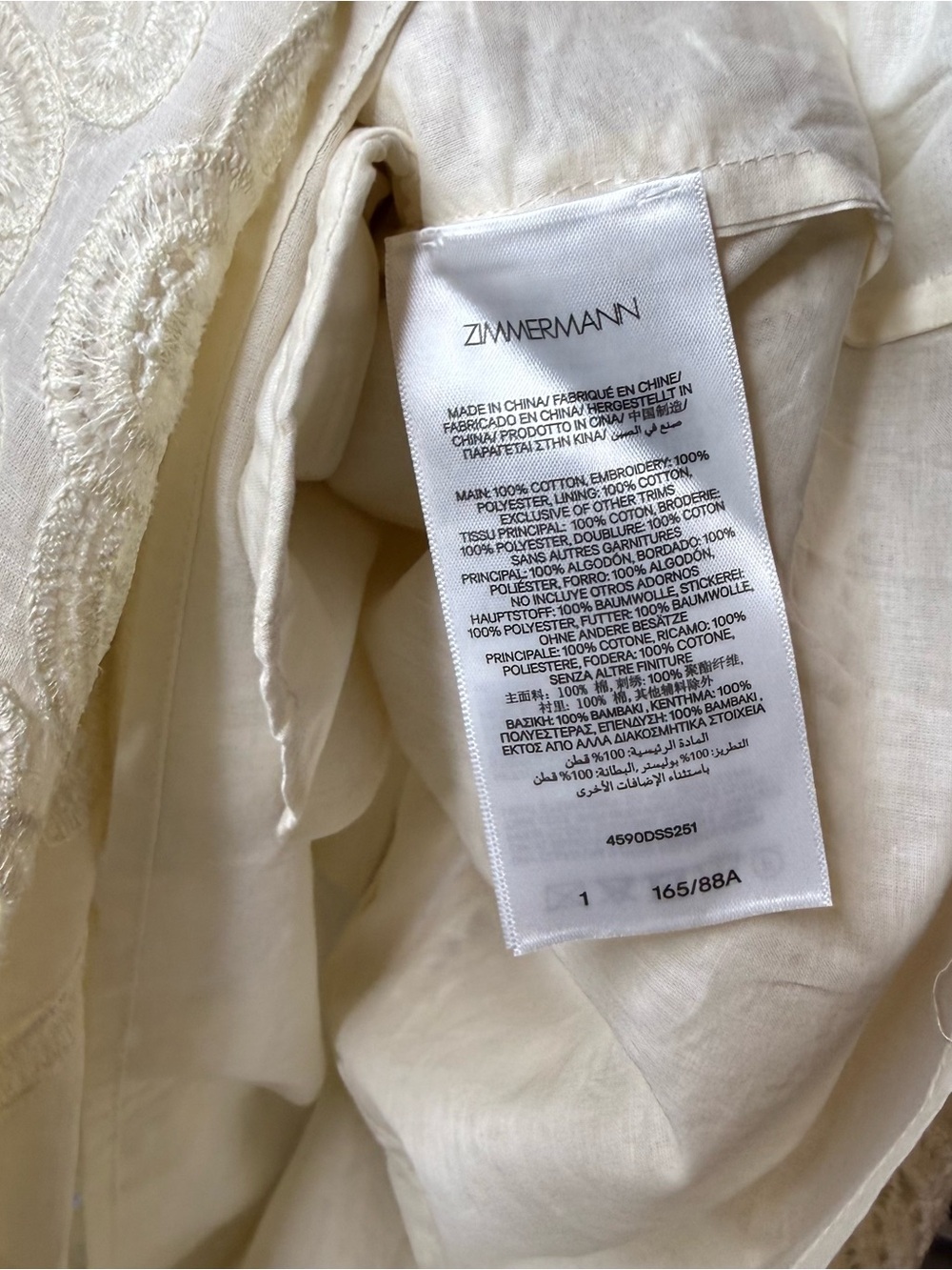 NWT Zimmermann Rhiannon Embroidered Ivory Linen Midi Dress Size 1 US 6 - Picture 6 of 12